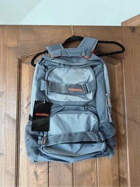 Unbranded Men's Gray Backpack with Orange Accents - Multi-Pocket Commuter Pack